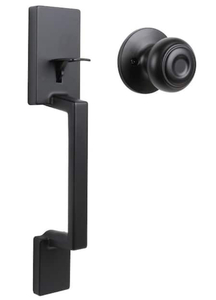 DEFIANT Vancouver Matte Black Entrance Door Handleset with Hartford Interior Knob