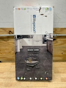 LIFEPROOF Castle Black Slate 6 MIL x 12 in. W x 24 in. L Click Lock Waterproof Vinyl Tile Flooring (23.8 sqftcase)