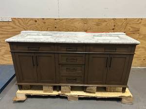 HOME DECORATORS COLLECTION Sonoma 72 in. W x 22 in. D x 34 in. H Double Sink Bath Vanity in Almond Latte with Carrara Marble Top