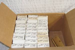 lot 6 image: Set of 29 Lawrence 3.5 x 3.5 Satin Bronze Plated Square Corner Hinges w Screws