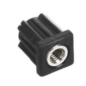 lot 41 image: Set of 25 System Plast 34200 Round Tube End, For Use With 1 in Square Tube, 38-16 Thread, 1100 lb Static Load, Polyamide