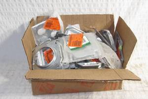 lot 90 image: Box of 1900 Metal Box Plates and Covers-Mud Rings-Blanks-Single Device-Receptacle Plates