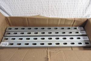 lot 97 image: Set of 4 Superstrut 2 ft. 14-Gauge Half Slotted Metal Framing Strut Channel - Silver Galvanized - Strut Channel