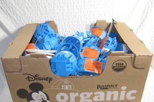 lot 103 image: Apple Box of Residential Ceiling Boxes-Bar Hangers & Nail On