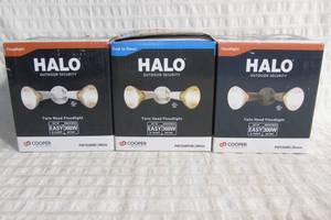 lot 150 image: Set of 3 Halo PWT 300-Watt 60-Degree White Outdoor Integrated LED Flood Light 1 with Dusk to Dawn-2 White 1 Bronze