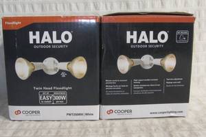 lot 147 image: Set of 2 Halo PWT 300-Watt 60-Degree White Outdoor Integrated LED Flood Light with Weather Resistance