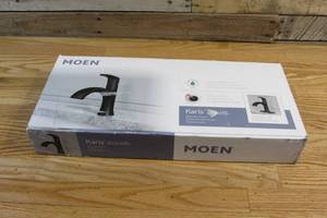 lot 30 image: Moen Karis Single Hole Bathroom Faucet - Matte Black Finish - 84346BL