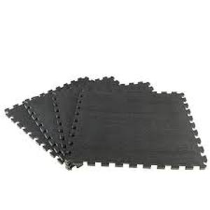 lot 61 image: TrafficMaster Black with Blue Flecks 25.2 in. x 25.2 in. x 0.68 in. Foam Shock Absorbing Gym Floor Tiles(4 TilesPack) (17.64 sq. ft.)