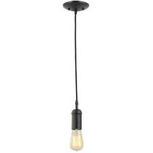 lot 132 image: Globe Electric 1-Light Vintage Edison Matte Black Mini Pendant