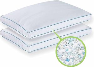 lot 164 image: PURELUX Twin Pack Pack Gel Memory Foam Cluster Pillows  Pressure Relief  20 X 28 x 5 inches (2 Pack)