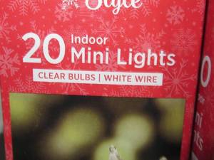 lot 134 image: Lot of 9 Holiday Style 20 Indoor Mini Lights-Clear Bulbs-6 White 3 Green Wire