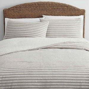 lot 154 image: Frye 3-piece Channel Stitch Faux Fur Comforter Set - KingBeige