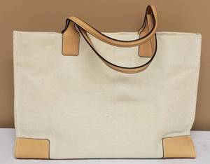 lot 97 image: Tory Burch Ella Canvas Tote wLeather Details