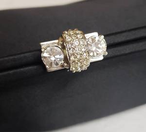 lot 95 image: Classy Black Satin Clutch with Crystal & Silver Clasp