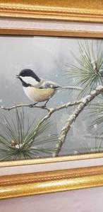 lot 135 image: Art  Gold Framed Print by James Hautman - Chickadee - 1994