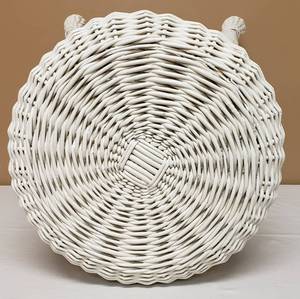 lot 195 image: Vintage White Wicker Stool-Super Sturdy