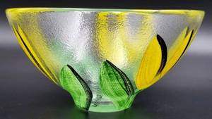 lot 274 image: Kosta Boda Yellow Tulip Glass Bowl, designed by Ulrica Vallien