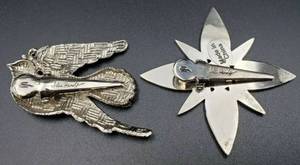 lot 254 image: John Hardy for Neiman Marcus Vintage Peace Dove and Star Burst Clip On