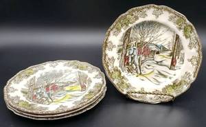 lot 286 image: Johnson Bros THE FRIENDLY VILLAGE Sugar Maples Bread Plate - 6 18 - Lot of 4