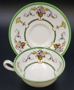 lot 282 image: Royal Cauldon for Tiffany & Co - 6 Cups & Saucers - Rosamund Urns of Flowers