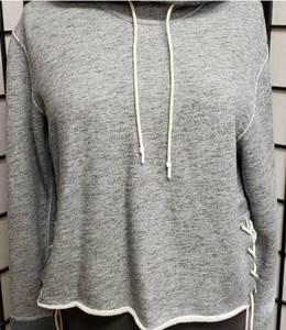 lot 309 image: Rag & Bone- Amelia Lace Up Heather Grey Hoodie - NWT - Medium