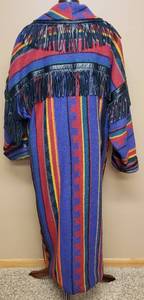 lot 141A image: Vintage Pioneer Wear Leather Fringe Long Blanket Coat-Size XL-Beautiful