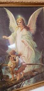 lot 354 image: Vintage Framed Print, Guardian Angel