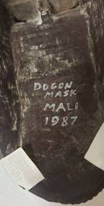 lot 68 image: Carved Wood Dogon Mask from Mali Purchased in 1987