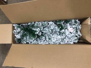 National Tree Company First Traditions 6 ft. Acacia Medium Flocked Artificial Christmas Tree with Clear Lights  Customer Returns See Pictures