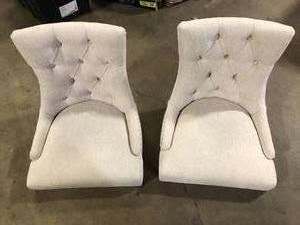 StyleWell Bakerford Biscuit Beige Upholstered Dining Chair with Tufted Back (Set of 2)  Customer Returns See Pictures