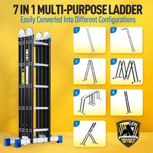 lot 3 image: Bryner Folding Multi-Purpose 19.6 Feet Aluminum Extension Ladder