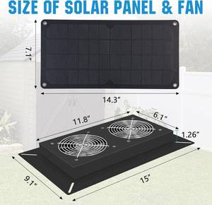 lot 27 image: Plug-and-Play 10W Solar Powered Dual Fan Kit