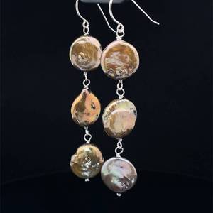 Coin Pearl Drop Estate Earrings