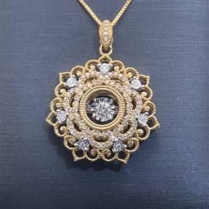 Diamond in Motion Ornate Mandala Snowflake Milgrain Pendant in Yellow Gold $1,000 Retail VIDEO