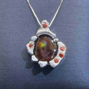 CUSTOM MADE Fire Opal & Orange Sapphire Oceanic Swirl & Cliff Rock Pendant VIDEO