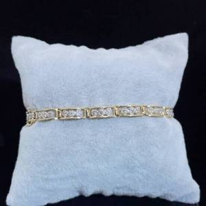 1.50 Carat Diamond Three-Stone Open Bar Link Tennis Bracelet in Yellow Gold - Modern Hinged Rectangular Bar Link Tennis Bracelet $2,750 Retail