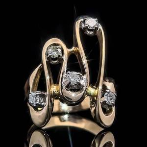 0.50ct Diamond Artistic Free Form Waterfall Ribbon Ring in 14k Yellow Gold $1,895 Retail