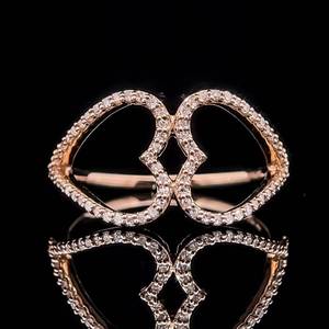 Diamond Double Heart Open Halo Ring in Rose Gold