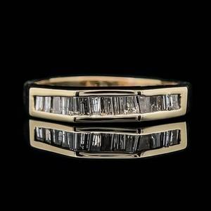 Channel Baguette Diamond Geometric Top Ring in 14k Yellow Gold - Versatile, Unique & Classic