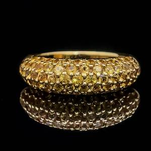 Yellow Sapphire Pave Dome Stack Ring in 14k Yellow Gold