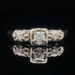 Old European Cut Diamond Engagement Ring in 14k White Gold