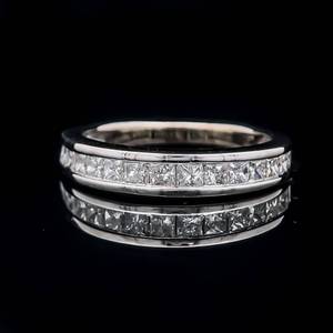 1 CARAT Princess Diamond Invisible Set 34 Eternity Comfort Fit Band Ring in 14k White Gold - VS ClarityG Color