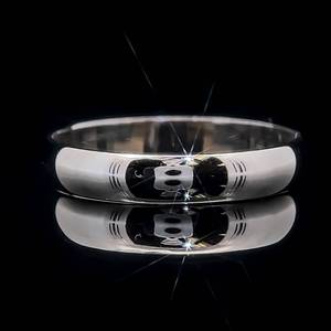 Plain, Simple & Classic Dome Wedding Band in Brightly Polished 14k White Gold - 3.80mm Slim Width