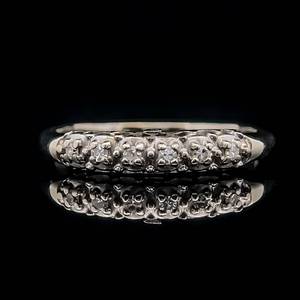 Diamond Dome Shaped Band Slim Stackable Ring in 14k White Gold