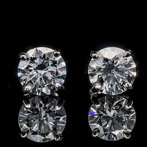 2.05 Carat Diamond Round Brilliant Solitaire Stud Earrings in 14k White Gold $5,450 Retail VIDEO