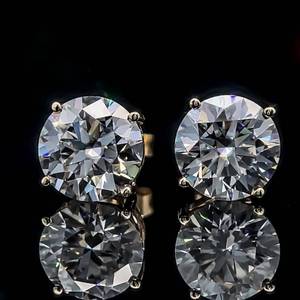 8mm Round Brilliant Cut Moissanite Solitaire Stud Earrings in 14k Yellow Gold