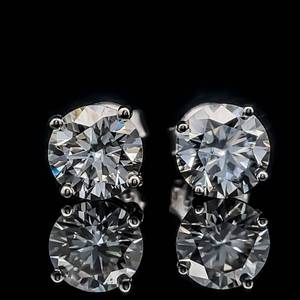 Designer Bella Moi 1.25 Carat Round Brilliant Moissanite Solitaire Stud Earrings