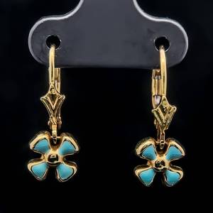 Crafted in Italy Hallmark Designer Coin Pearl Linear Dangle Earrings in 18k Yellow Gold -  Tropical Artisan Design