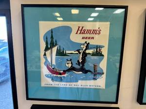 Set of Four Framed Hamms Beer Tiles - From the Land of Sky Blue Waters