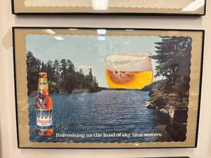Pair of Hamms beer Framed Placemats- Join Hamms big bear brotherhood, Refreshing as the land of sky blue waters